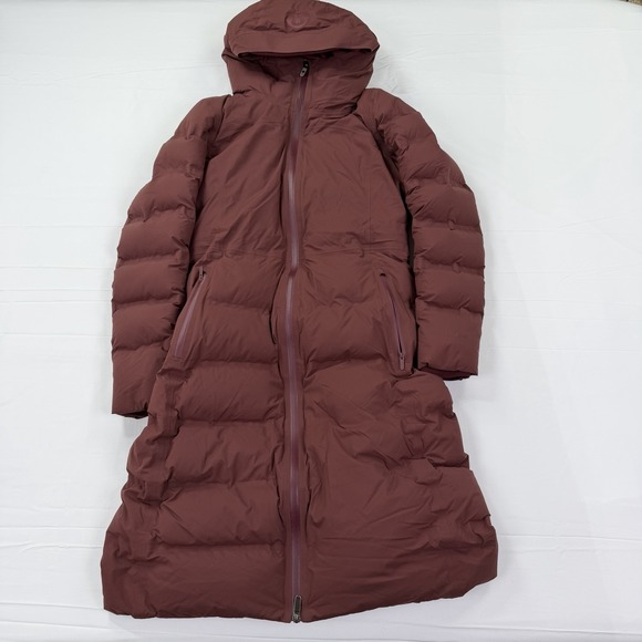 lululemon athletica Jackets & Blazers - Lululemon Long Puffer Coat Women's 6 Burgundy Goose Down Hooded Winter Parka